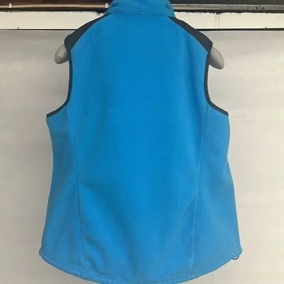 womens Sz Small L.L. bean blue black zip up fleece sleeveless coat vest - Picture 5 of 5